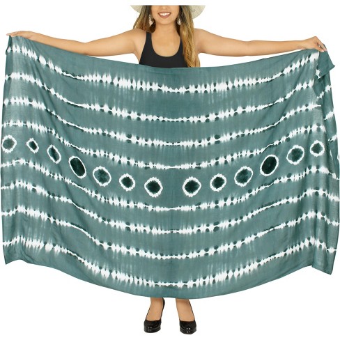 LA LEELA Women's Sarong Swimwear Wrap Cover up Wraps Bikni Beachwear Swimsuit Vacation Wear Bathing Suit Pareo Skirts One Size Gray, Tie Dye Design - image 1 of 4