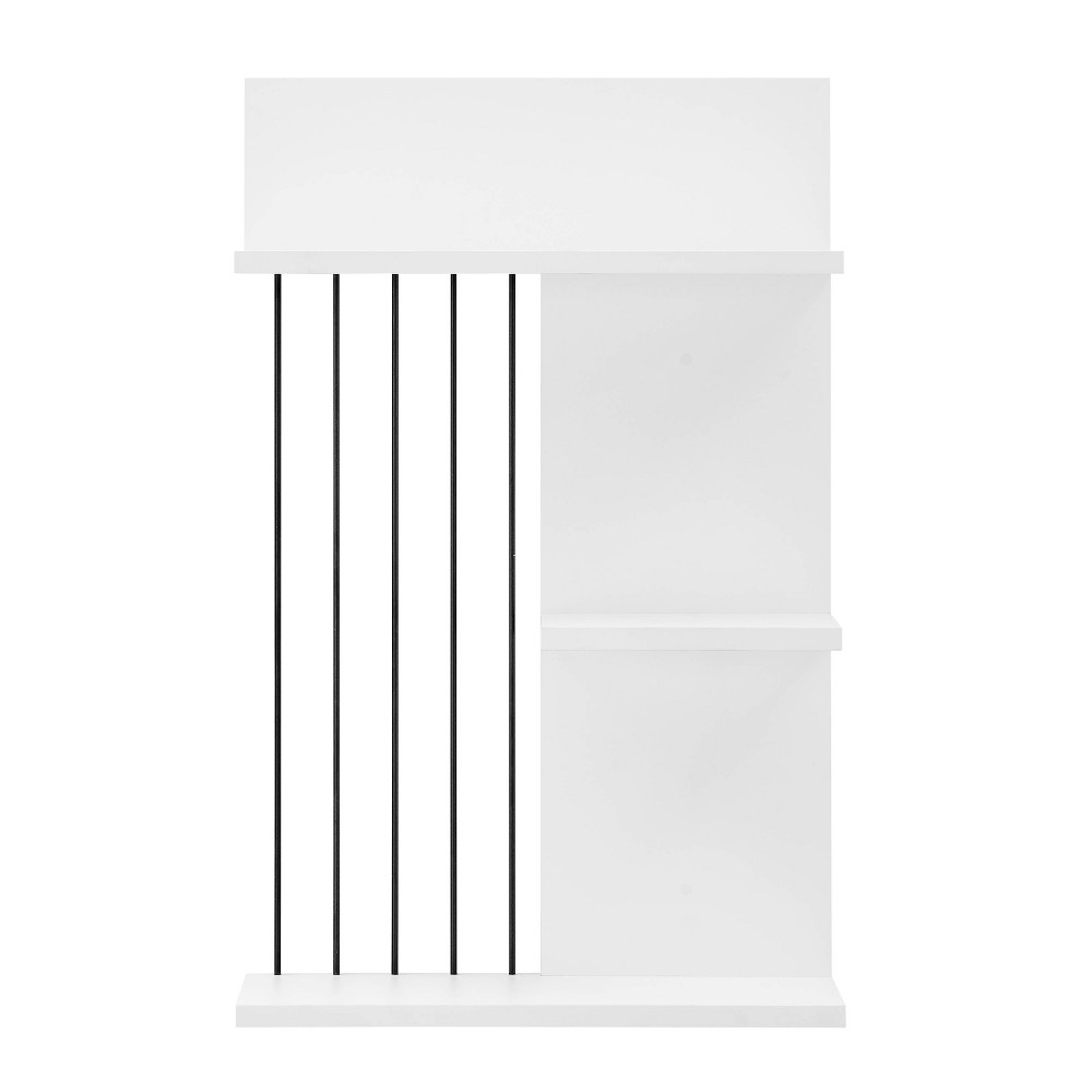 Photos - Garden & Outdoor Decoration Danya B. 24.6" x 15.8" Seville Utility Ledge Wall Shelf White: Mid-Century Modern 4-Tier Floating Storage, MDF & Iron