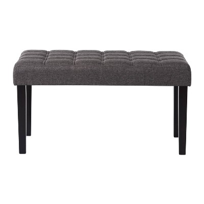 Perry Dark Gray Velvet Tufted Entryway Bench with Storage