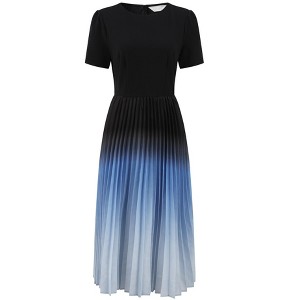 INSPIRE CHIC Women's Pleated Short Sleeve Round Neck Dress - 1 of 4