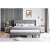 Queen Size Bed Frame with Upholstered Headboard,Wooden Platform Bed Frame with 2 Storage Pockets,Vertical Channel Tufted Wingback,Light Gray - 2 of 4