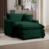 Corduroy Single Chair Sofa with Footstool and Pillow, Deep Seat Lounge Chair for Living Room, Bedroom, Club - 3 of 4