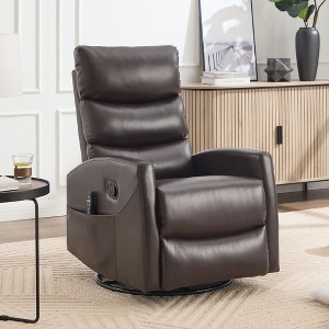 Heat Massage Manual Recliner Chair with Rocker and Swivel in Fabric for Living Room - 1 of 4
