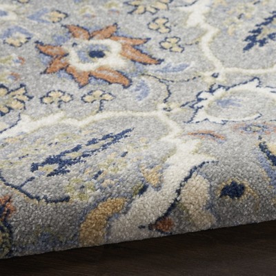 Gray Floral Synthetic 6' x 9' Rectangular Area Rug