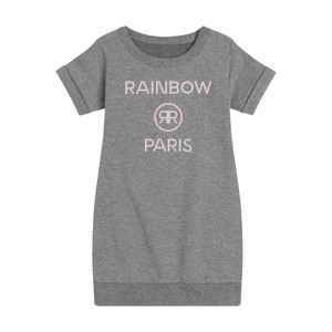 Girls' - Rainbow High - Rainbow Paris Pearls Graphic Short Sleeve Fleece Dress - 1 of 4