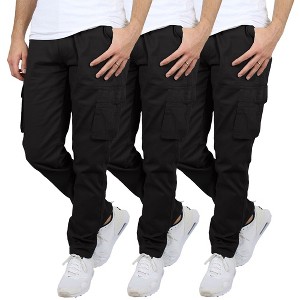 Blu Rock Men's Flex-Stretch Cotton Cargo Pants, 31-Inch Inseam - Comfortable and Durable- 3 Pack - 1 of 4