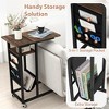 ResenkosSofa Table, End Table, Side Table,C-shaped End Table with Charging Station and Retractable Tabletop-Coffee Brown - 3 of 4