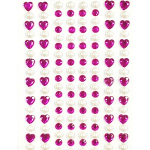 Wrapables 164 pieces Crystal Heart and Pearl Stickers Adhesive Rhinestones - 1 of 4
