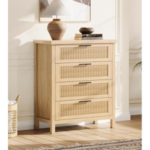 Dresser for Bedroom Rattan Chest of Dressers Tall Dresser for Closet with Drawers Boho Night Stand Large - 1 of 3