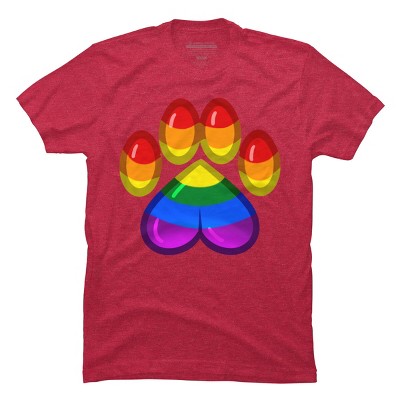 Adult Design By Humans Rainbow Pride Heart Pawprint By leashonlife T-Shirt