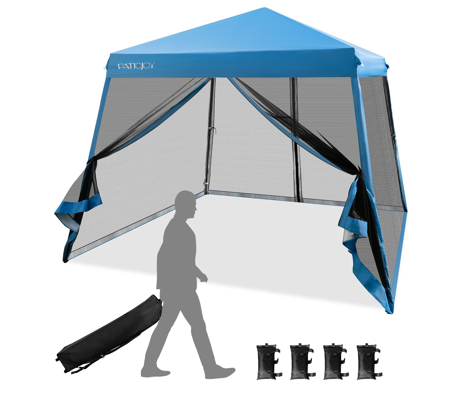 Costway 10x10Ft Patio Outdoor Instant Pop-up Canopy Slant Leg Mesh Tent Folding White/Blue/Grey