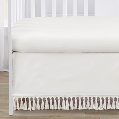 Ivory Cotton Boho Fringe 4-Piece Crib Bedding Set