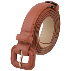 INSPIRE CHIC Womens 0.9" Width Pure Faux Leather Waistband Belts 1Pc - 1 of 4
