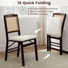 Tangkula Folding Dining Chairs Set of 2 w/Linen Padded Seat & Rattan Backrest for Kitchen - 3 of 4