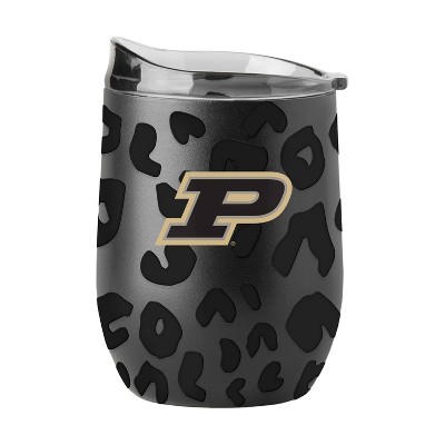 NCAA Purdue Boilermakers 16oz Black Leopard Stainless Steel Wine Tumbler