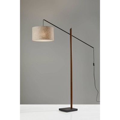 Mid-Century Modern Black Walnut Arc Adjustable Floor Lamp