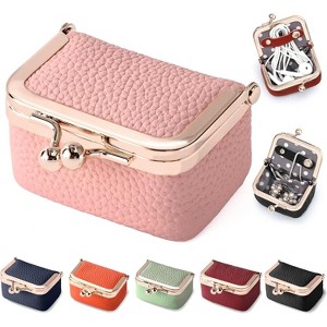 HTUTWOO Mini Jewelry Box, Travel Small Coin Purse Organizer Case, Genuine Leather Tiny Size For Rings Necklaces Earrings Bracelet Storage Box - 1 of 4