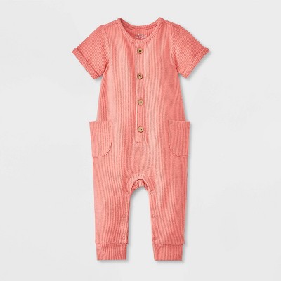 Image of Baby Cozy Thermal Solid Romper - Cat & Jack™ Pink 0-3M