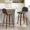Bekrvio 26" Swivel Counter Height Bar Stools Set of 2 – Mid-Century Modern Upholstered PU Leather & Walnut Bentwood Legs, for Kitchen Island (Gray) - 2 of 4
