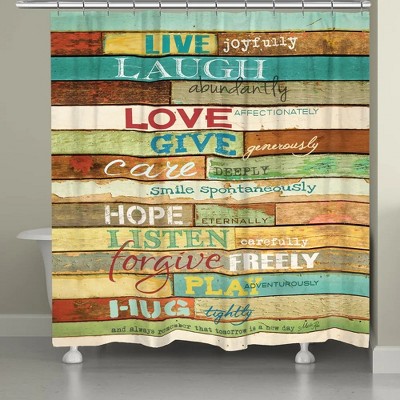 Laural Home Live Laugh Love Mantra Shower Curtain