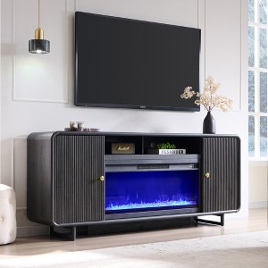 Fireplace TV Stand for Up to 80 inch TVs, Modern Entertainment Center with 36" Electric Fireplace & Adjustable Shelves for Living Room - 1 of 4