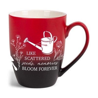 Elanze Designs Like Scattered Seeds Memories Bloom Forever Two Toned Ombre Matte Red and Black 12 ounce Ceramic Stoneware Coffee Cup Mug