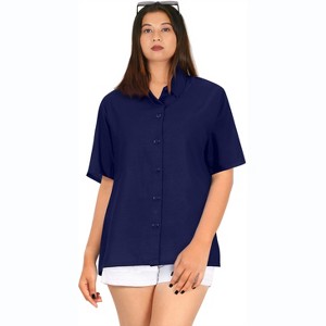 LA LEELA Womens Summer's Casual Blouse Shirt Blouses Short Sleeve Button Up Dress Tops Tee Shirts Coverup Hawaiian Dresses for Women - 1 of 4