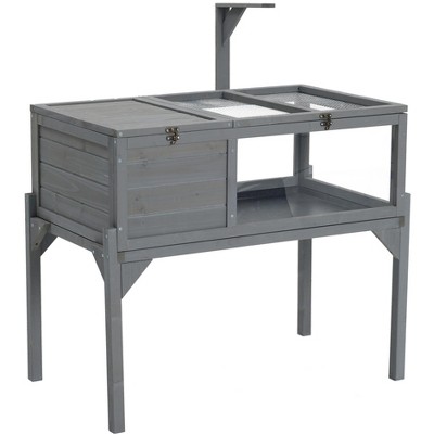 Tortoise Habitat Indoor & Outdoor, Wooden Turtle Enclosure House with Detachable Legs & Tray, Reptile Terrarium Table Reptile Cage for Small Animals