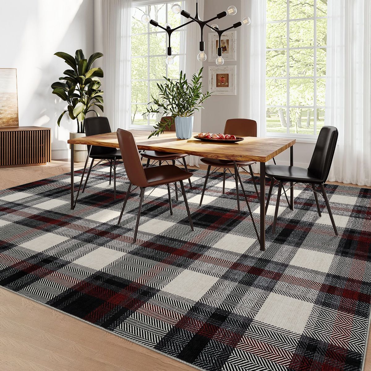 Garvee Washable Soft Patchwork Area Rug, Geometric Non-Slip Stain Resistant Floor Carpet Bedroom Living Office - thumbnail 3