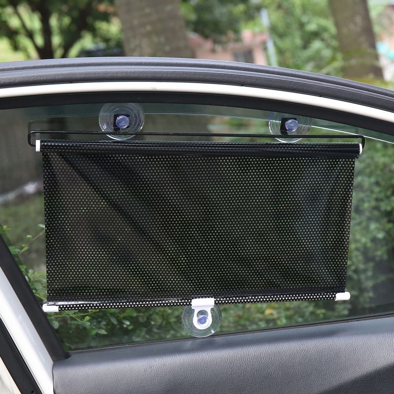 Unique Bargains Retractable Vehicle Car Curtain Window Roller Blind Protector Plastic Automotive Sunshades Black 1 Pc, 1 of 7
