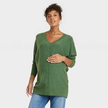 Lightweight Oversized V-Neck Maternity And Beyond Sweater - Isabel Maternity by Ingrid & Isabel™ Green