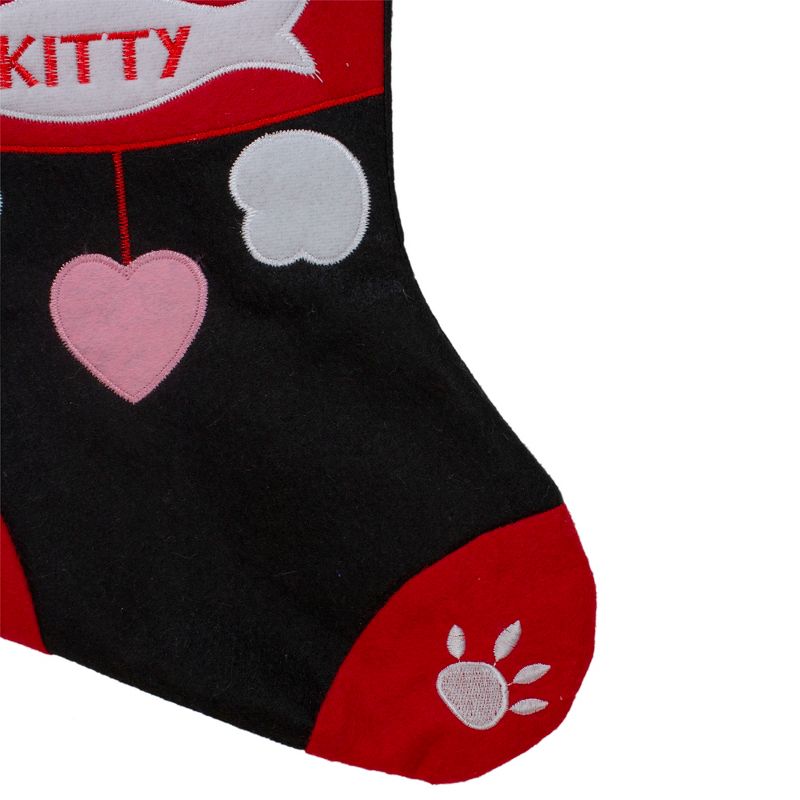 Northlight 19.5" Black and Red Embroidered Kitty Cat Christmas Stocking, 3 of 5
