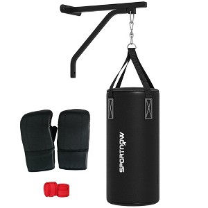 NAYSAYE Exercise Trainer Punching Bag Set with Wall Mount Gloves and Wraps for Home Gym Training , Black, 11.80"*11.80"*35.40" - 1 of 4