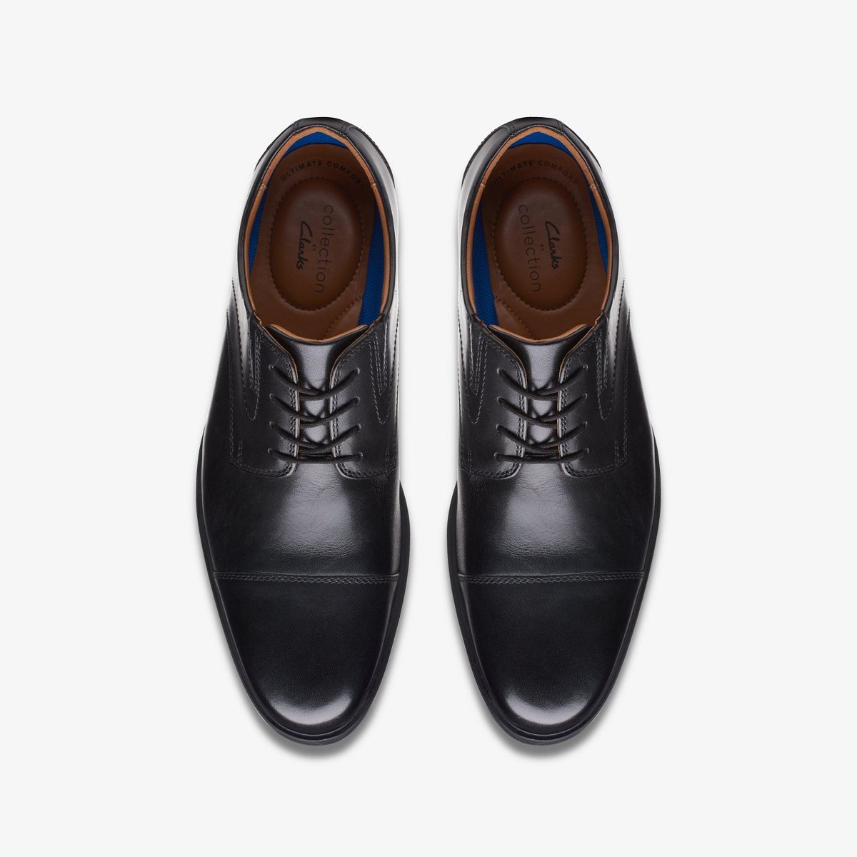 Clarks Mens Whiddon Cap Black Leather Shoes - thumbnail 6
