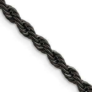 Chisel Stainless Steel Polished Black IP-plated 4mm 16" Rope Chain Necklace - 1 of 4