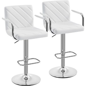 Yaheetech Set of 2 Faux Leather Bar Stools with Backrest and Footrest - 1 of 4