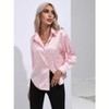 Women's Elegant Jacquard Long Sleeve Satin Button Down Shirt Blouse - 4 of 4