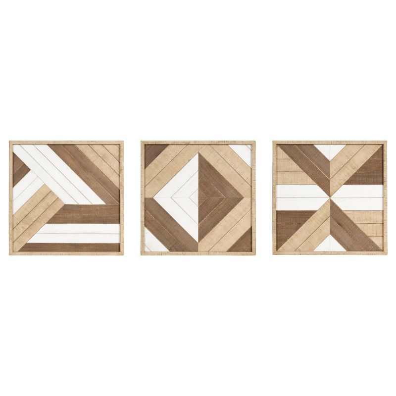 Kate &#38; Laurel All Things Decor Set of 3 Ballez Coastal Geometric Wood Art Decorative Wooden Plaque Collection for Wall, 1 of 12