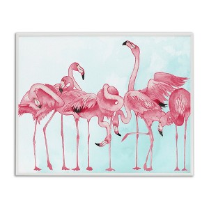 Stupell Industries Bold Pink Flamingo Flock Black Framed Giclee Art - 1 of 4