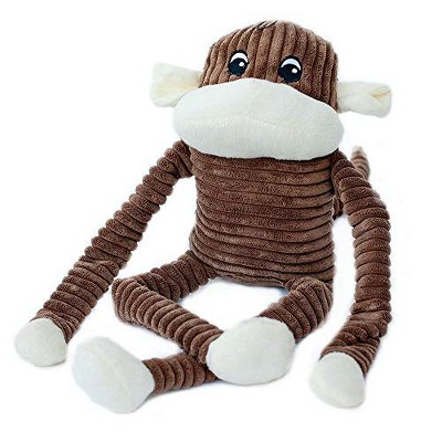 ZippyPaws - Spencer The Crinkle Monkey Dog Toy, Squeaker and Crinkle Plush Toy - Brown, X-Large