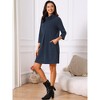 INSPIRE CHIC Women's Turtleneck Knit 3/4 Sleeve Pullover Fall Winter Knee Length Dress with Pockets - 3 of 4