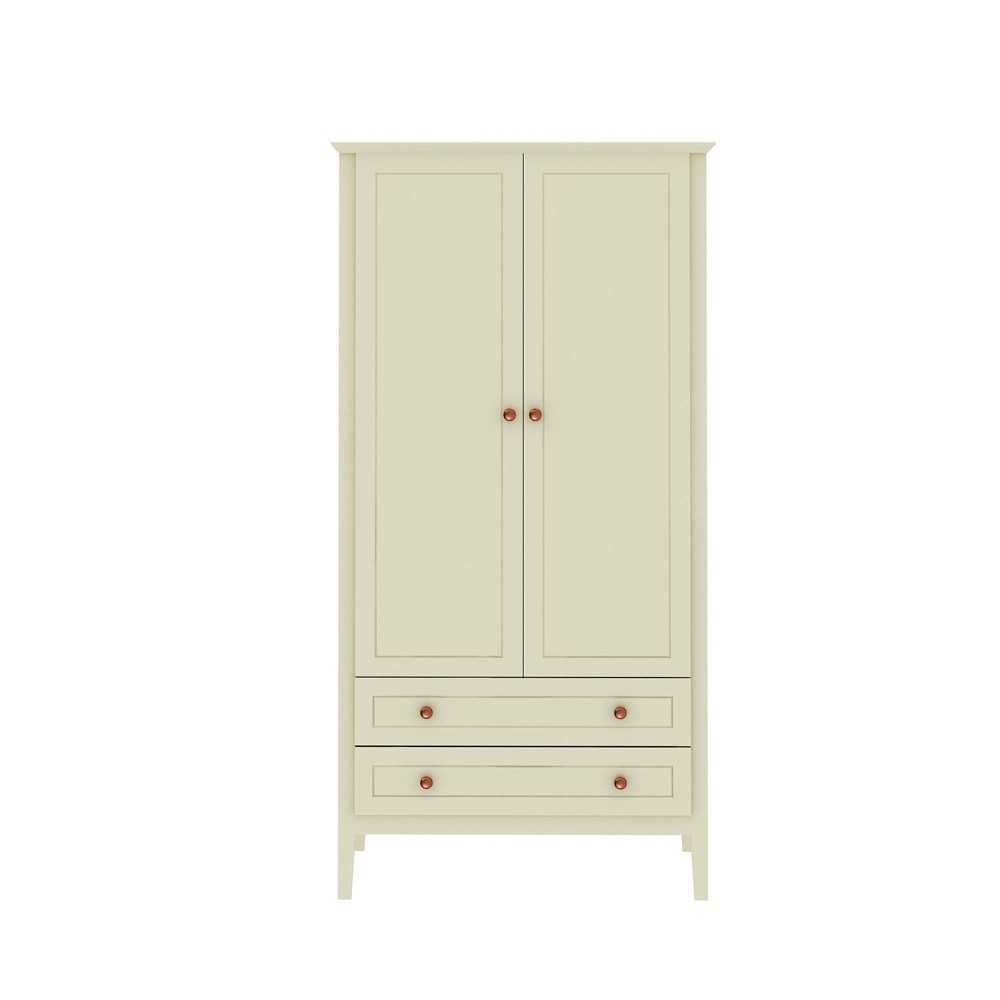 Photos - Wardrobe Crown Full  Off White - Manhattan Comfort: MDF Construction, Metal