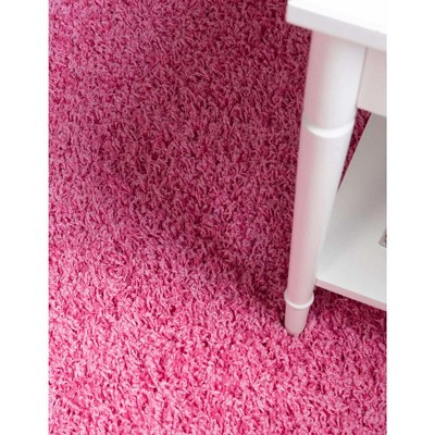 Taffy Pink Plush Rectangular Shag Area Rug for Easy Care