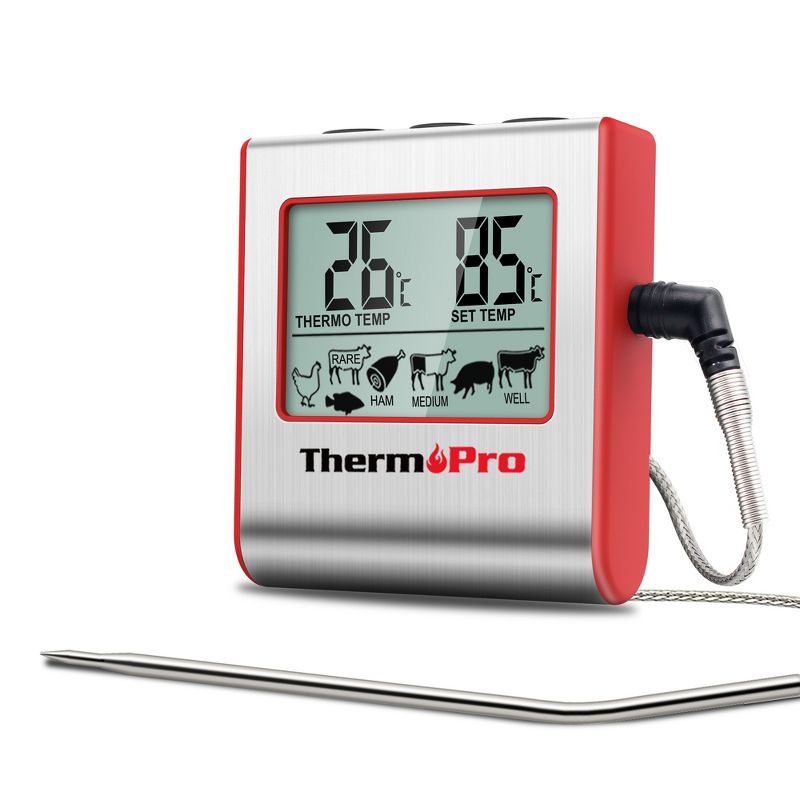 ThermoPro TP16W Digital Meat Cooking Smoker Kitchen Grill BBQ Thermometer with Large LCD Display, 1 of 9