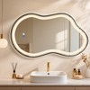 Beautyolove Irregular Asymmetrical Gold Framed LED Light Anti-Fog 3-Colors Dimmable Wall Mirror - 4 of 4