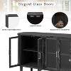 Kumasinova Farmhouse Oval Buffet Sideboard with Glass Door,Adjustable Shelves Kitchen Storage Cabinet,Heavy-Duty Console Cabinet,220lbs Max - 2 of 4