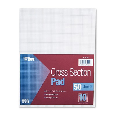 Tops Cross Section Pads w/10 Squares 8 1/2 x 11 White 50 Sheets 35101