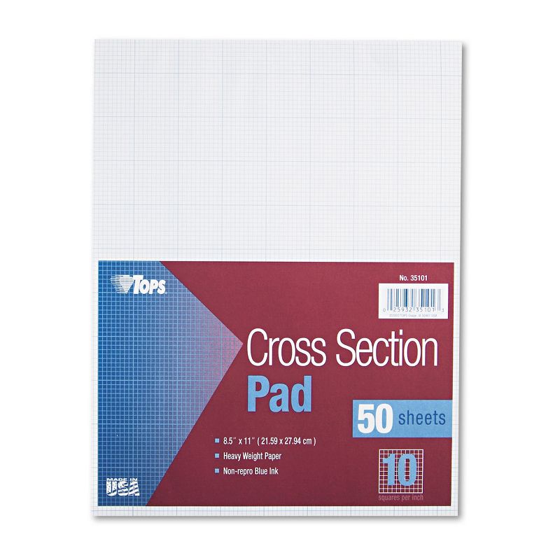 Tops Cross Section Pads w/10 Squares 8 1/2 x 11 White 50 Sheets 35101, 1 of 6