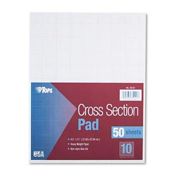 Tops Cross Section Pads w/10 Squares 8 1/2 x 11 White 50 Sheets 35101