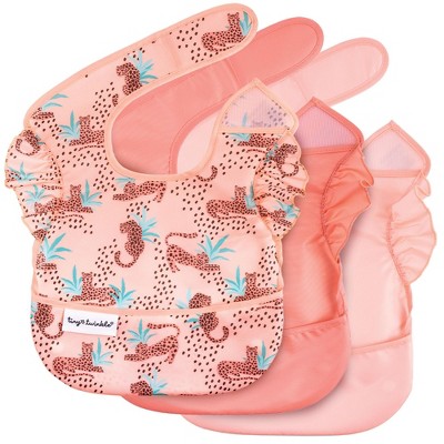 Tiny Twinkle Mess-Proof and Waterproof Baby Food Bib for Boys or Girls, Machine Washable and BPA-Free w/Adjustable Closure